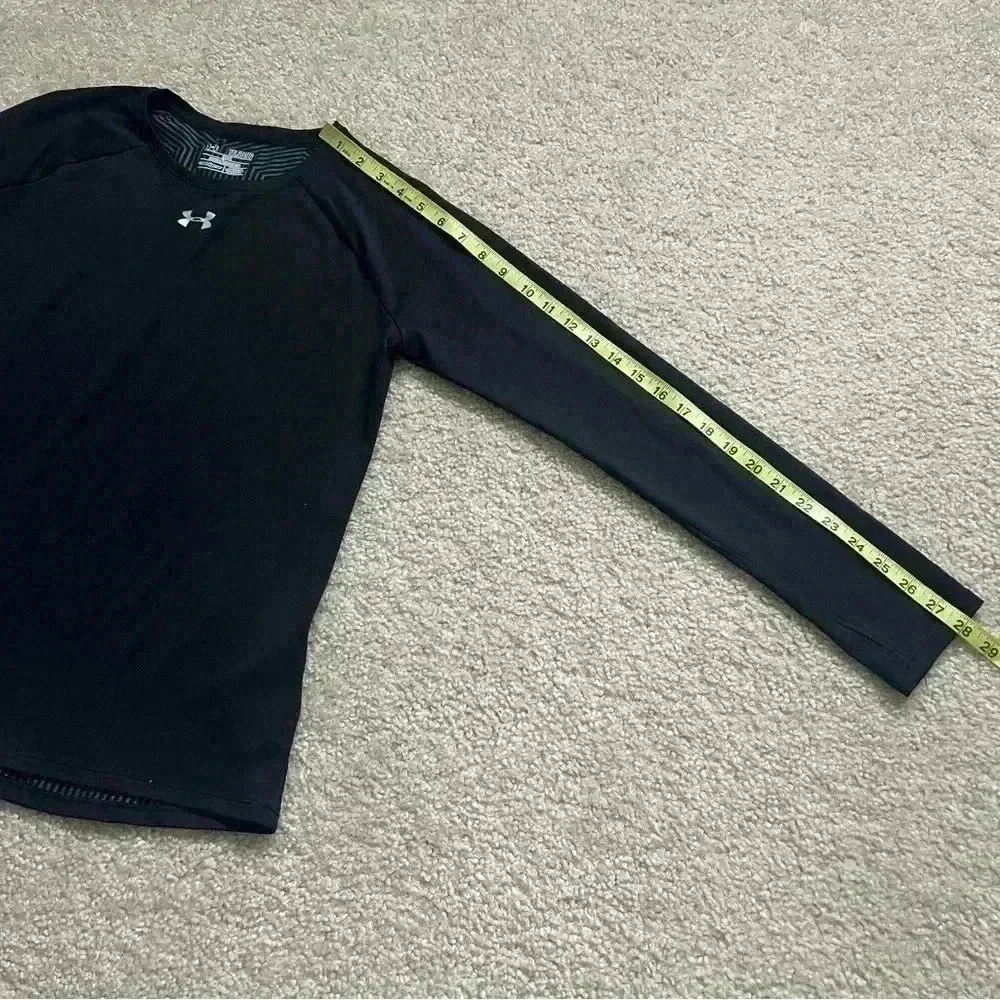 Under Armour Cold Gear Unisex Black Thumb Hole Long Sleeve Shirt Loose Size YXL